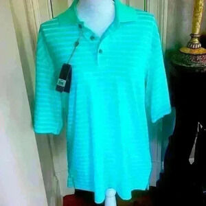 Pebble Beach Men’s Performance shirt. Size M. Moisture wicking NWT green/white